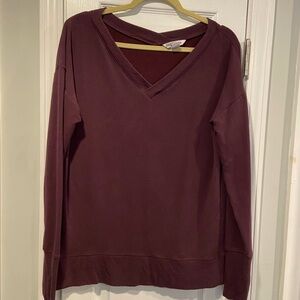 Athleta Size S Plum Purple Stretch Long Sleeve V Neck Tunic Top Thumbholes